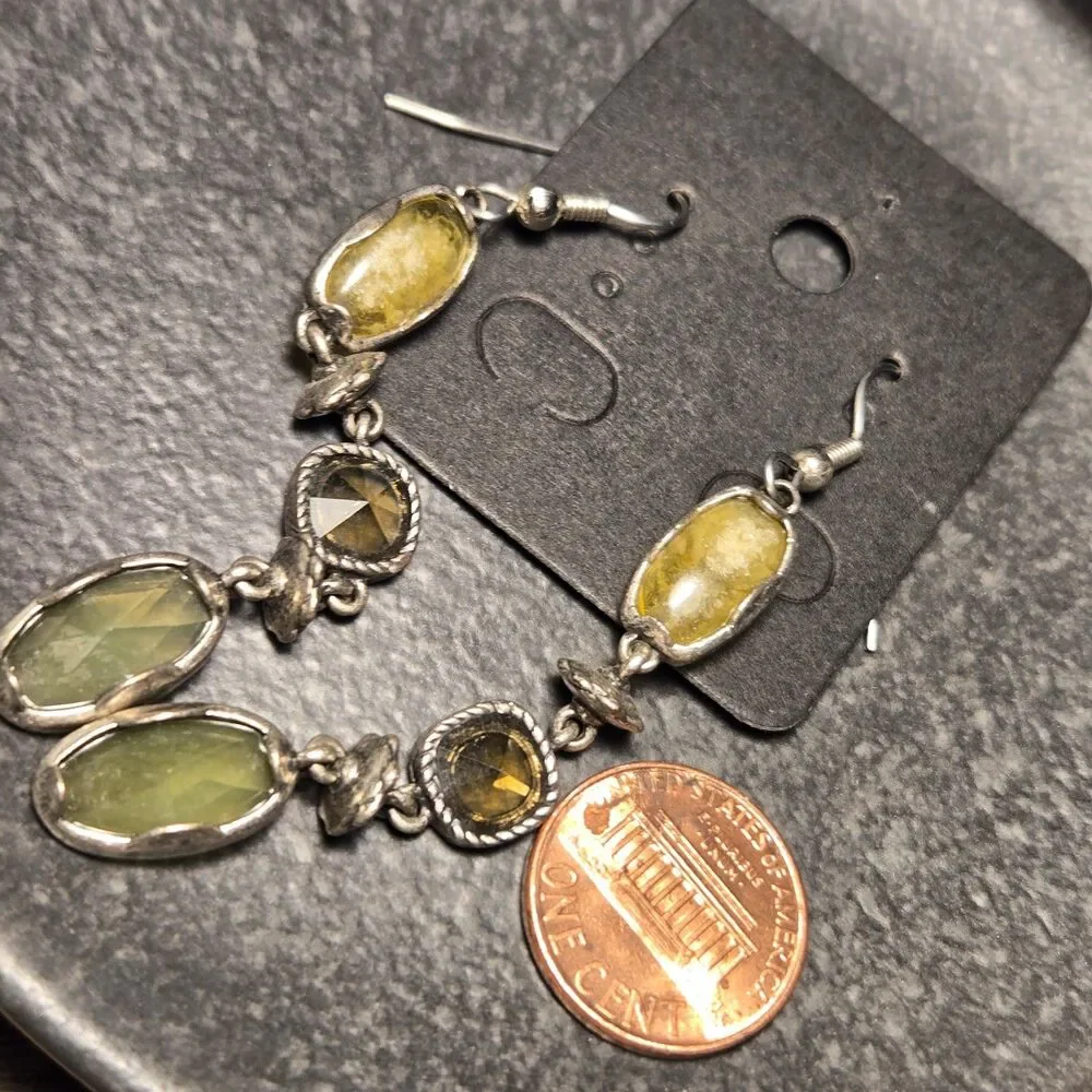 Dangly multistone green Sterling Silver Earrings